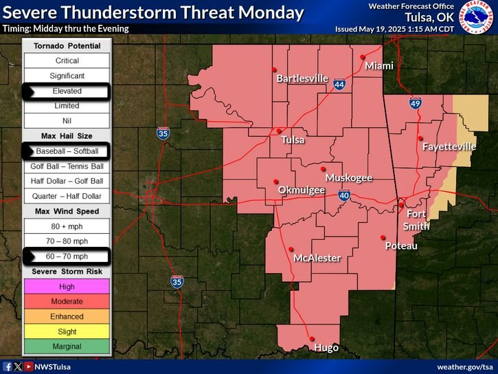 LeFlore County weather forecast 5-19-2025