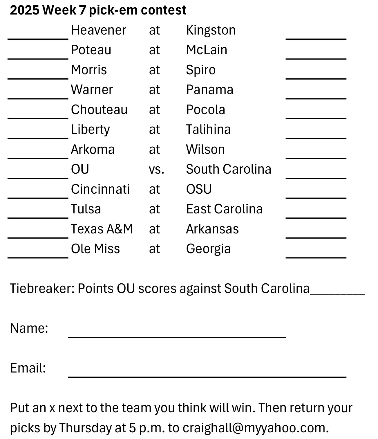 Week 7 pick-em