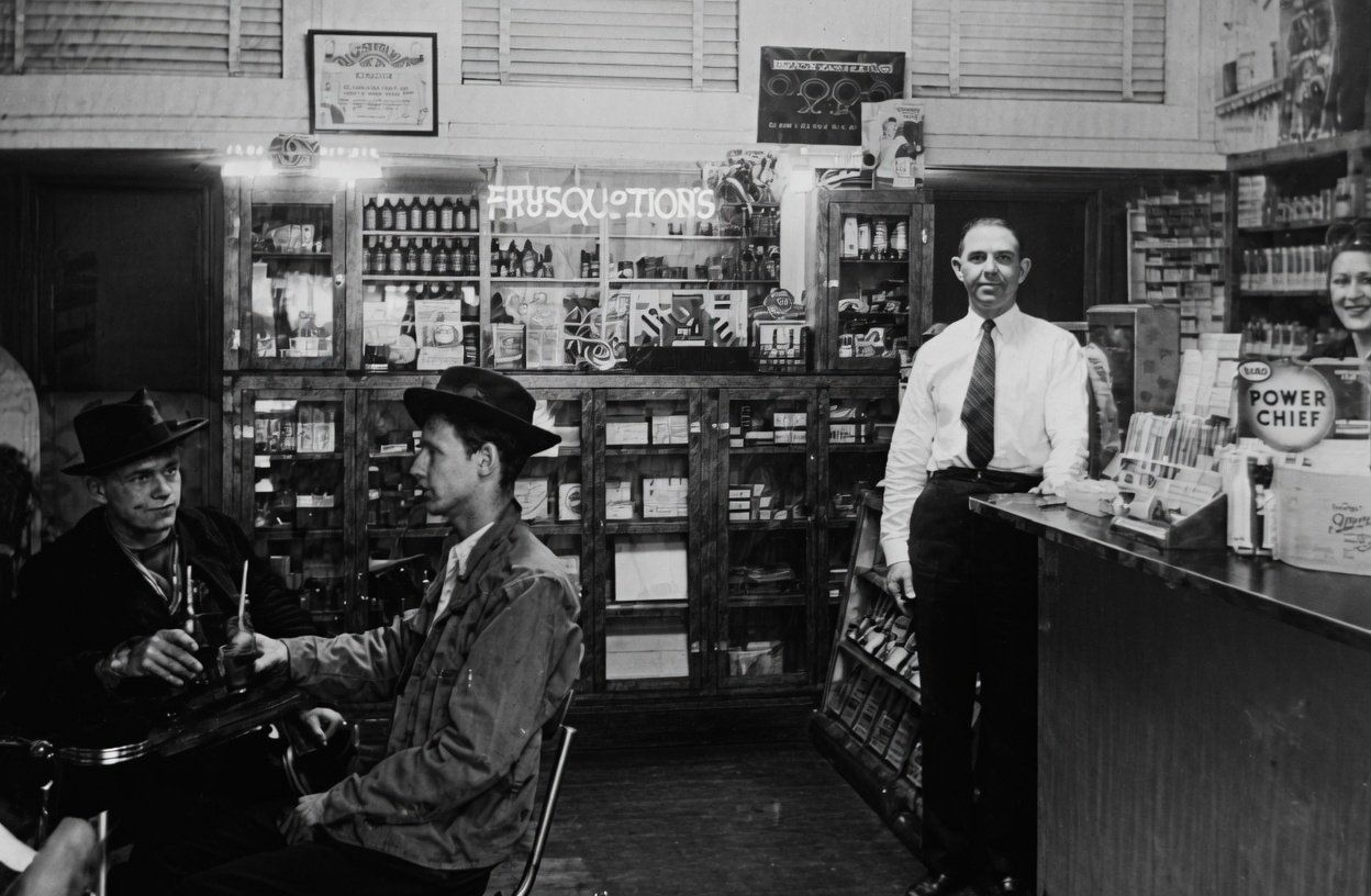 Blast from the past for 6-26-2026" — too generic. Change to "George Meeh T&M Pharmacy Heavener Oklahoma 1940s
