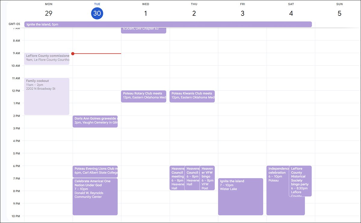 LeFlore County calendar of events