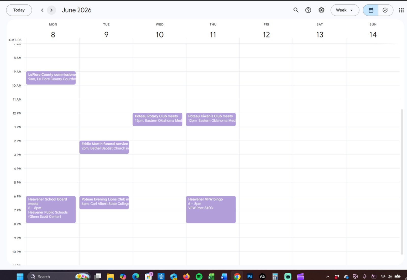 LeFlore County calendar 6-8-2026