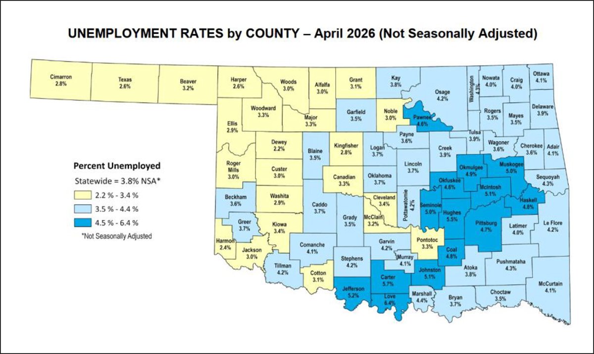 LeFlore County unemployment rate, April 2026