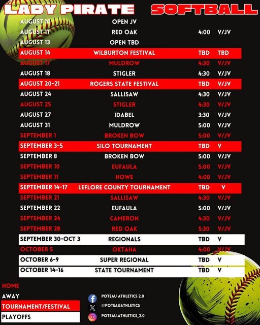 2026 Poteau fast pitch softball schedule