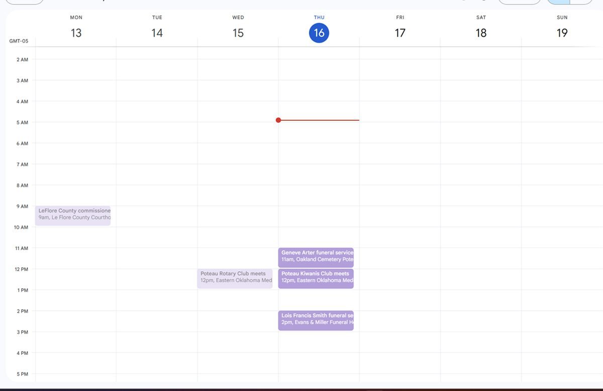 LeFlore County calendar