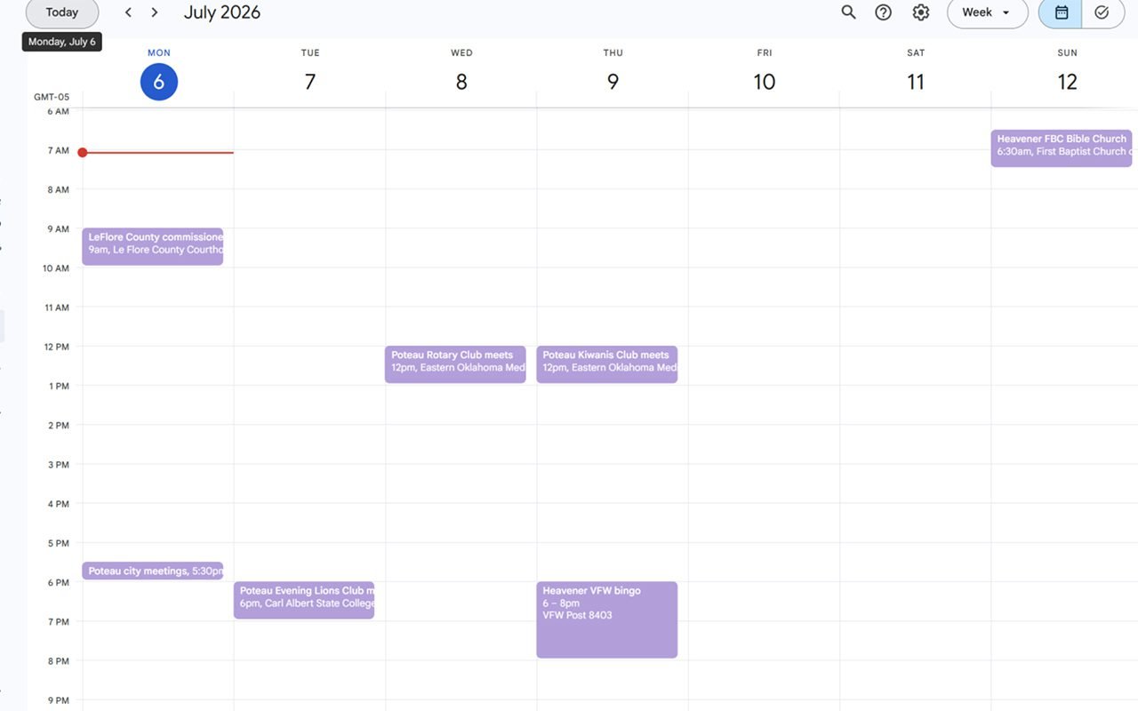 LeFlore County calendar of events