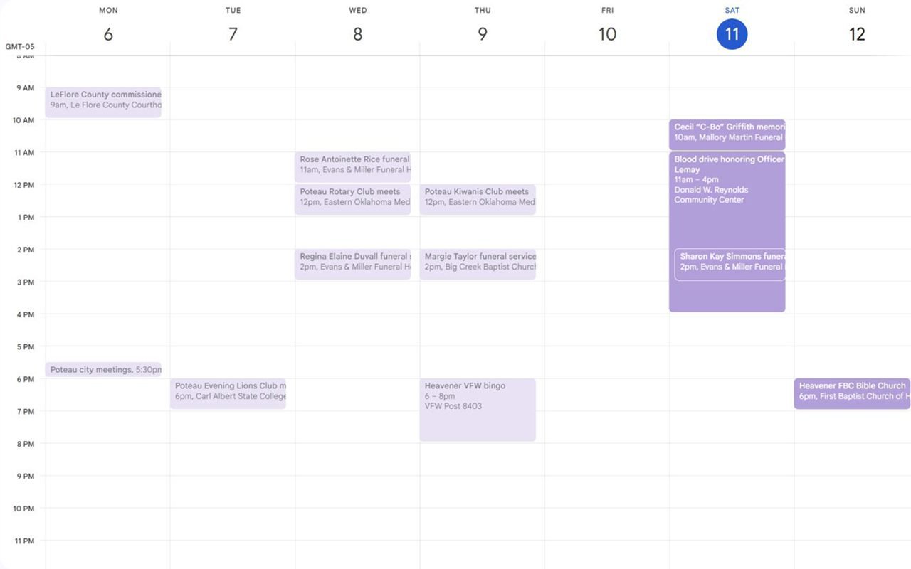 LeFlore County calendar 7-11-2026