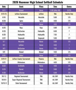 2026 Heavener fast pitch softball schedule