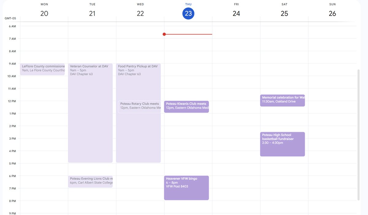 LeFlore County calendar