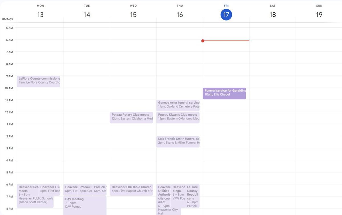 LeFlore County calendar